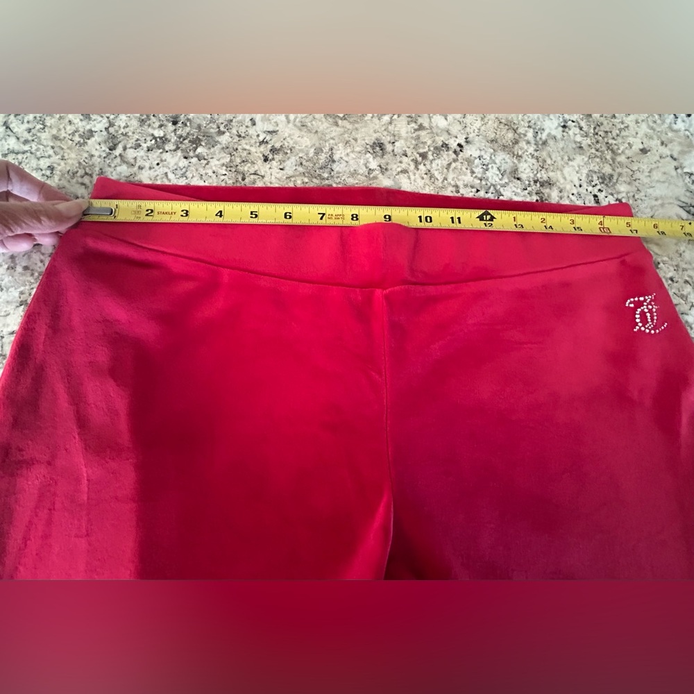 NWT Juicy Couture Red Velour Track Pants Rhinestone Logo Size L - Picture 9 of 10